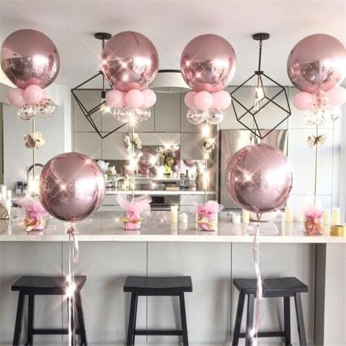 3pcs 10/18/22inch Rose Gold Red Silver 4D Round Aluminum Foil Balloon Wedding Birthday Party Decoration Helium Inflatable Globos