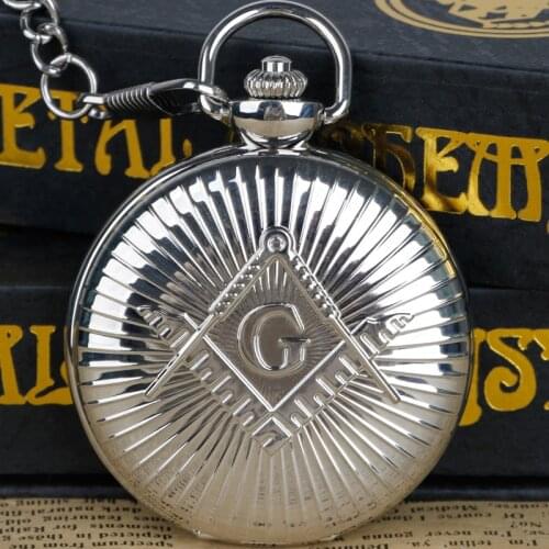 Quartz Pocket Watch Masonic Theme Coloful Dial Pendant Necklace Fob Watch Mens Womens Gifts