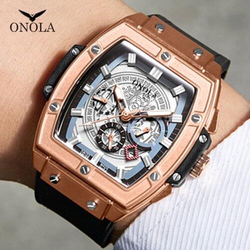 Top-Selling Product Fashion Barrel-Shaped Multifunctional Quartz Mens Watch Waterproof Luminous Mens Watch