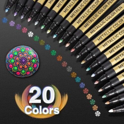 Metallic Paint Markers highlighters Pens Set Paint brush Pen Craft for Scrapbooking art supplies manga marker colores drawing