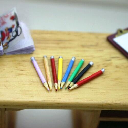 8 Pcs/lot Dollhouse Miniature Accessories Mini Colorful Pencil Model Doll Accessories 1/12 Scale