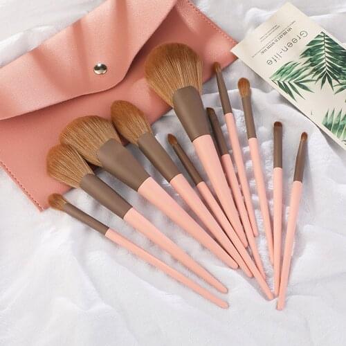11 Pcs Makeup Brushes Set with Bag Foundation Powder Blush Eyeshadow Concealer Eye Make Up Brush With Case Cosmetic Tools