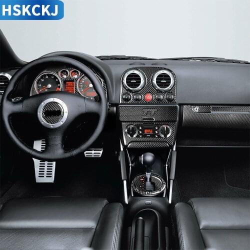 For Audi TT 8N 8J MK1 2001 2002 2003 2004 2005 2006 Carbon Fiber Sticker Gearshift Steering Wheel Handle Central Control Trim