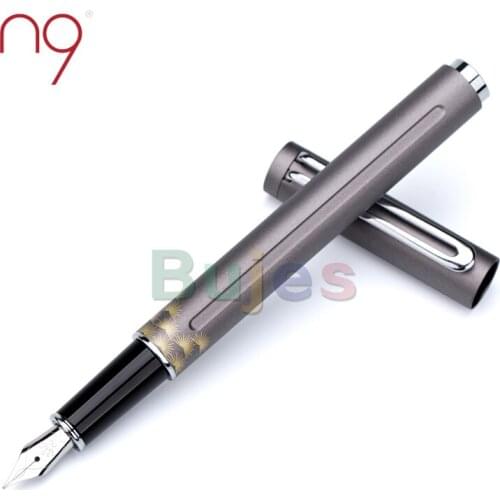 Chinese N9 Business Fountain Pen F Nib Iridium Pen,Office Supplies for Adults Signature,High Quality Aluminum Grooved Pen Body
