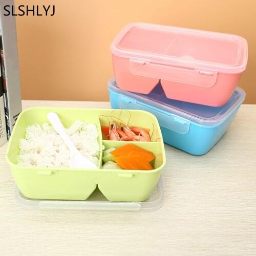 SLSHLYJ Healthy Plastic Food Container Portable Lunch Box With Spoon Capacity Camping Picnic Food Fruit Container Storage Box