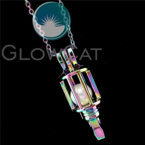 R-C625 Rainbow Colors Tool Screwdriver Beads Cage Pendant Perfume Diffuser Aromatherapy Pearl Cage Locket Necklace