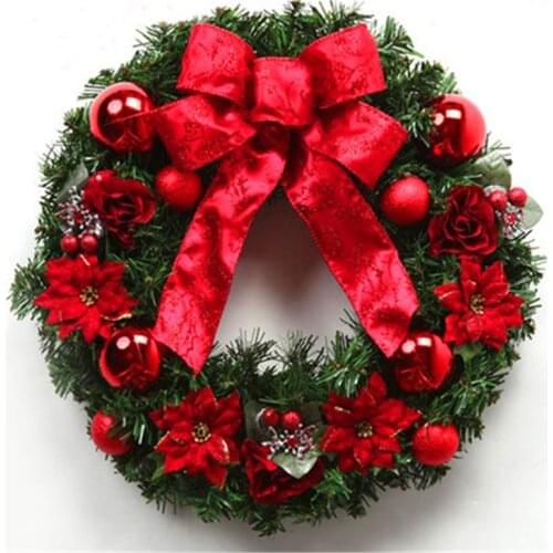 Christmas Wreath 50cm For Decoracion De Navidad Discount Outdoor Christmas Decorations Enfeite Luxury Christmas Door Hangin