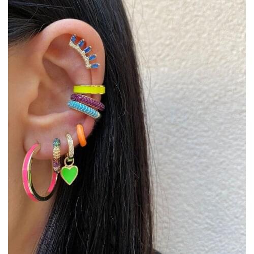 1 piece no pierced round circle colorful Neon enamel ear cuff earring for women wholesale