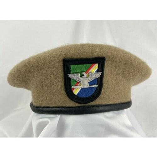 US ARMY RANGER REGIMENT WOOL KHAKI BERET ARMY COLONEL EAGLE INSIGNIA