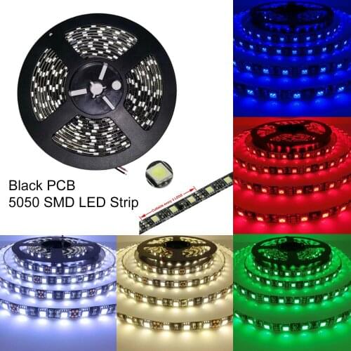 LED Strip 5050 RGB Black PCB DC12V Flexible LED Light 60 LED/m5050 LED Strip RGB/White/Warm White/Blue/Green/Red