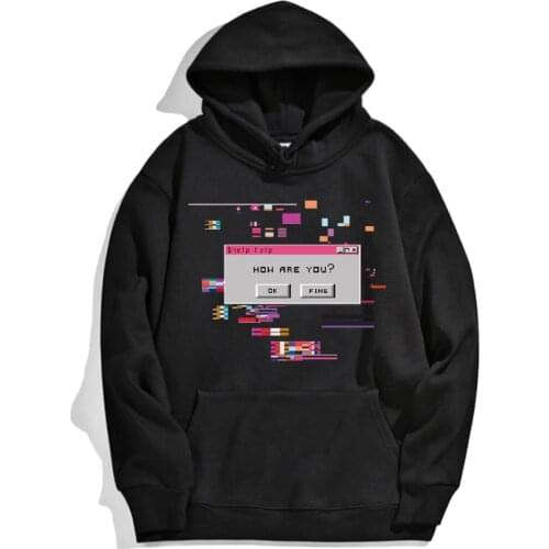 Hoody How Are You Personality Letter Printed Mens Hoodies Oversize Retro Mens Streetwear Sweatshirt Harajuku Male Pullover