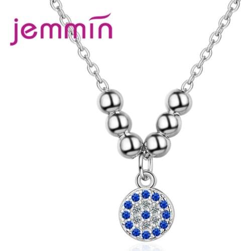 Trendy Round Shape Style Necklaces For Women Female Best Engagement 925 Sterling Silver Cubic Zirconia Free Shipping