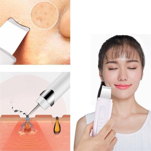 1PC Ultrasonic Facial Cleansing VibrationMassager Scrubber Ion Acne Blackhead Removal Exfoliating Spatula Pore Cleaner Tool