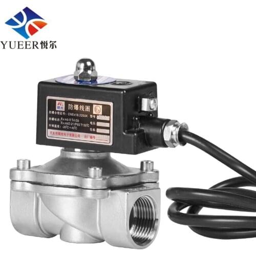 Explosion-proof Valves Normally Closed Direct-acting Female Thread DC 12V 3/4inch Stainless Steel Hydraulic Valve