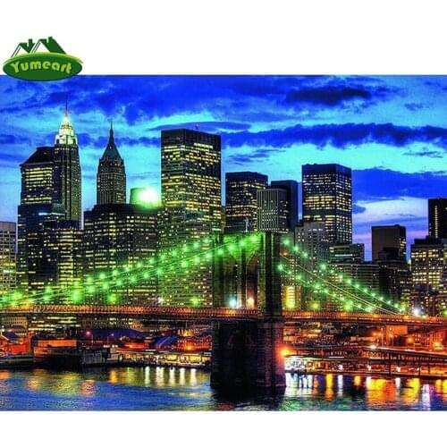 YUMEART Diamond Dot Painting By Number Modern City Landscape Cross Stitch Diamond Embroidery Scenery Home Decor Needlework Art