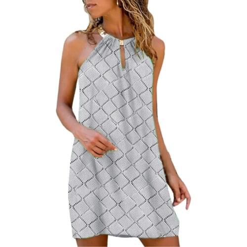 Womens Dresses Summer Bohemia Dress With Loose Hanging Neck And Small Print Mini Dress Летнее Платье Женское Sundress #T1G