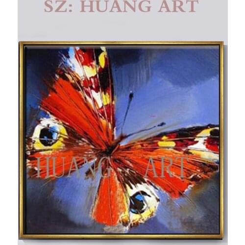 Animal Beautiful Red Butterfly Oil Painting On Canvas Wall Art Home Decor Picture Knife Paintings For Living Room Decorations Lo