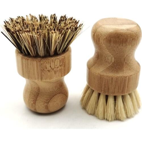 1/2Pcs Wood Bamboo Cleaning Brush Pot Scrubber Short Handle Mini Scrub Dish Bowl Sink Pans Kitchen Accesories Cleaning Tools