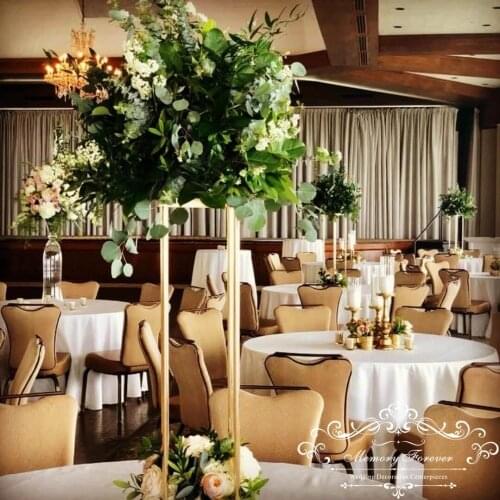 10PCS Decorative Wedding Columns Pillars Metal Gold Wedding Flower Stands Bouquet Decorations Centerpiece Vase 80cm Tall