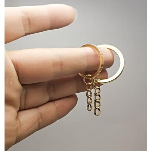 2@#3 Colors Plated 30mm Long Key Ring Key Chain Round Split Keychain Keyrings Wholesale Car Key Chain Simple Car Key Ring