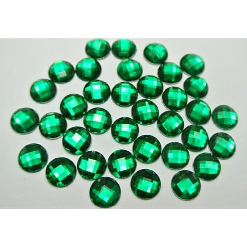 200 Green Acrylic Flatback Faceted Round Rhinestone Gems 10mm No Hole