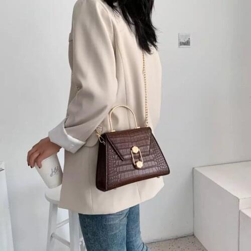 2020 For Women Small Totes With Metal Handle Lady Shoulder Messenger Bag Handbags Stone Pattern PU Leather Crossbody Bags