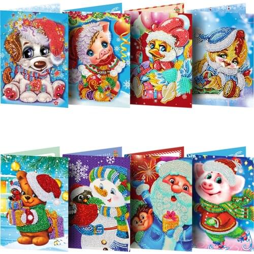 2020 Christmas Cards New DIY Diamond Painting 5D Mosaic Art Diamond Embroidery Kits Santa Claus Greeting Postcards Handmade Gift