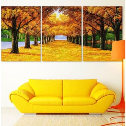 3 Panel Modern Printed Golden Tree Painting Picture Cuadros Decoracion Canvas Landscape Painting For Living Room No Frame PR074