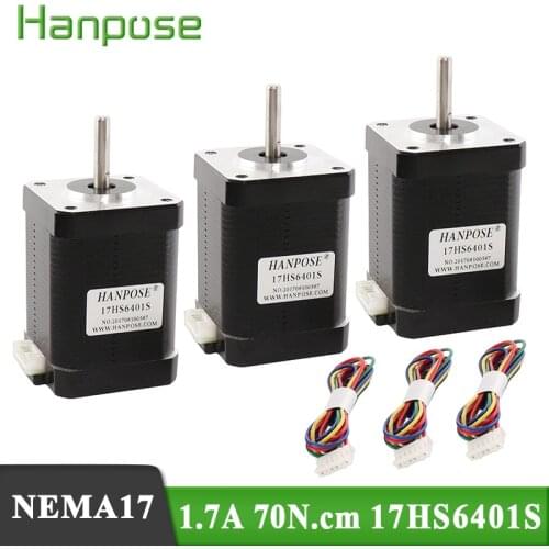 3pcs Free shipping 4 lead Nema17 Stepper Motor 17HS6401S 42 motor Nema 17 motor 42BYGH 60MM motor for CNC XYZ 3d printer