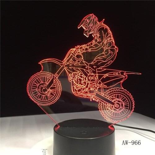 3D Motocross Bike Night Remote Touch Control Illusion Table Lamps 7 Colors USB Change Desk Lamp Lamp Night light Kidss Gift