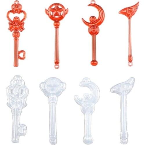 4 Pcs Crystal Epoxy Resin Mold Magic Wand Silicone Mould DIY Handcrafts Decorations Accessories Casting Tool