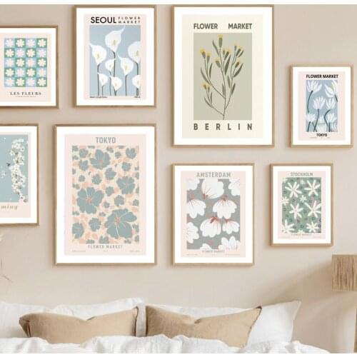 Abstract Flower Market Nordic Poster Vintage Minimalist Wall Art Print Canvas Painting Modern Wall Picture For Living Room Decor