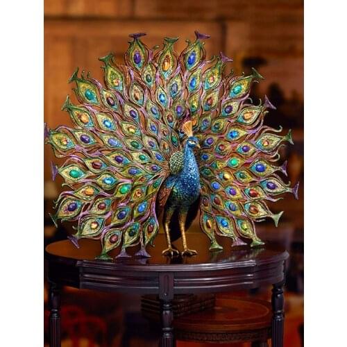Diamond inlaid diamond painting cross stitch embroidery diamond home decoration peacock opening statue Wall Stickers Art