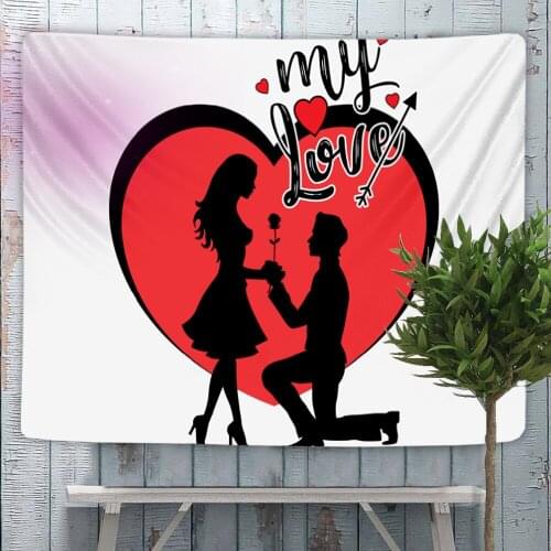 Banksy Love Hurts Marriage Proposal Background Tapestry Red Black Wall Living Room For Fabric Mural Carpet Chic Bohemian Decor