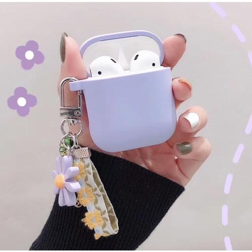 For AirPods case luxury Korean flower keychain headphone case sFor Air pods 2 Case For AirPods Case flora Earphone Cover