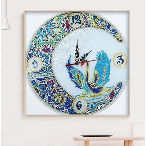 DIY Diamond Painting Clock Partially Special Shaped Diamond Mosaic Painting Kit Creative Hobby Crafts 5D Home Decoration Clock