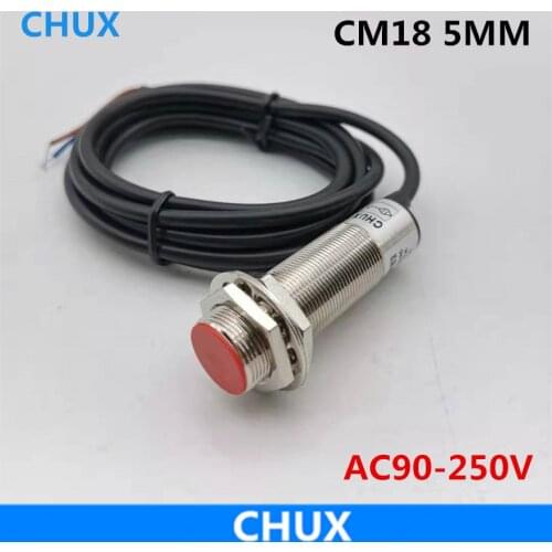 Capacitive proximity sensor 220V AC CM18 CM18-5-ACA/ACB 5mm detection distance red head 220V Proximity switch