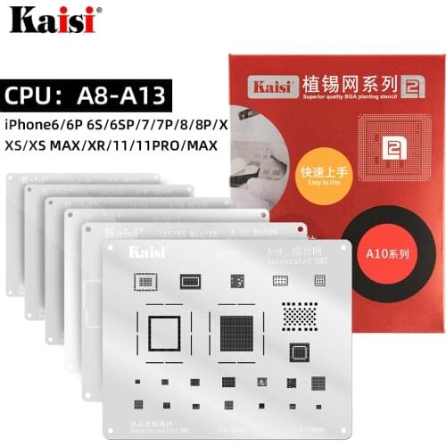 Kaisi 0.12mm BGA Reballing Stencil Kit Set Solder Template for iPhone IC CPU A8A9A10A11A12A13 11Pro/Max XS XR 8 8P 7P 6S 6P 5S