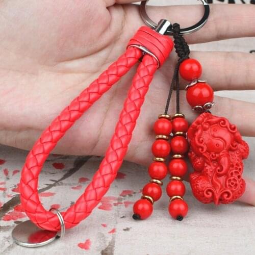 Classic Stone Chalcedony Pixiu Pendants Charms Car Keychain Brave Troops Chinese Fengshui Beast Bring Lucky and Wealth