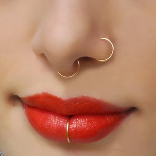 925 Silver Nose Ring Gold Filled Lip Ring Nose Rings 3PCS Handmade Gold Body Jewelry Fake Piercing Nose Ring