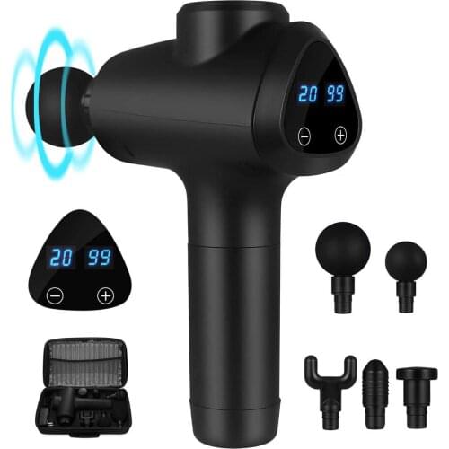 Massage Gun Handheld Deep Tissue Muscle Massager 20 Speeds Adjustable Fascia Gun Massage Heads LCD Control Screen
