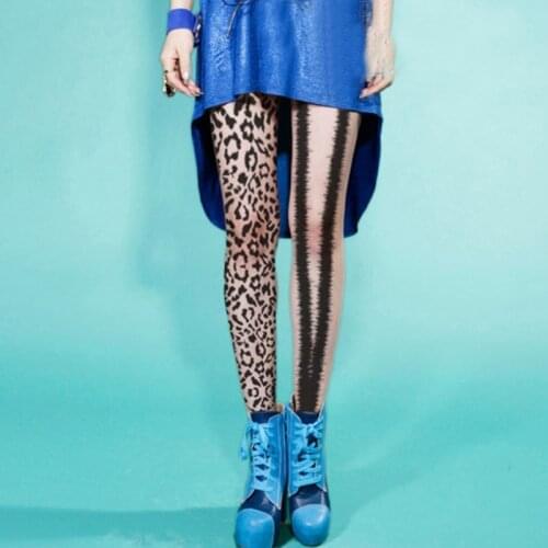 Fashion Leopard Tights For Women T-crotch AB Printed Tattoo Stockings Women Patterned Pantyhose luxury Designer Shiny Tights