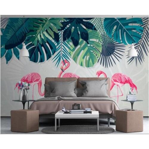 Beibehang wallpapers for living room Scandinavian fresh and simple rainforest banana flamingo photo wallpaper papel de parede