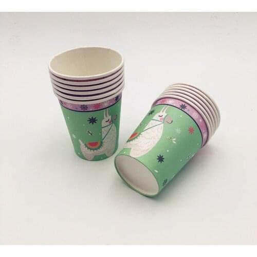 12pcs/set Llama Alpaca Theme Paper Cups Disposable Drinking Cups For Birthday Wedding Party Decoration