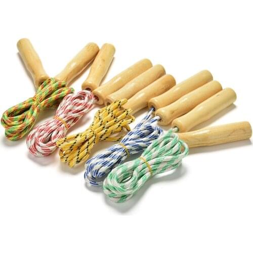 Skipping Sports Skipping Rope Practice Speed Jump Random Color Wood Grip Handle Children Kid Fitness Equipment Training