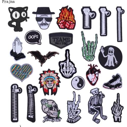 Prajna Punk ZIPPER CAT Fingers Iron On Patch Clothing Embroidered Sewing Applique Sew On Fabric Badge Apparel Accessories Patch