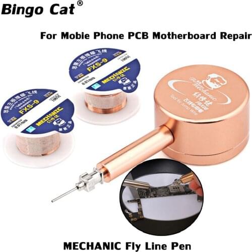 MECHANIC Fly Line Pen With 0.01mm Soldering Jump Wire Fingerprint Flying Line Pen For Phone PCB Motherboard BGA Welding Repair