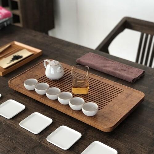 Handmade Wooden Tea Tray Decorative Chinese Food Serving Ceremony Vintage Large Tea Tray Plateau Bois Kitchen Teaware DB60TP