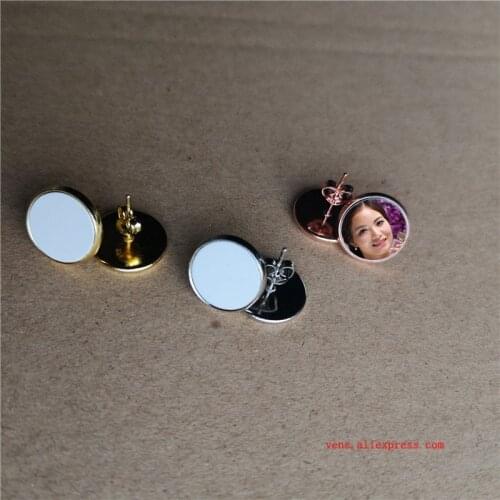 Sublimation blank stud earrings fashion stud earring for hot transfer printing consumables printing size is 12mm 25pair/lot