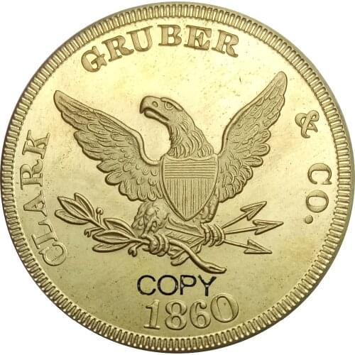 United States of America 1860 Clark Gruber & Company $20 Twenty Dollars Brass Copy Coins